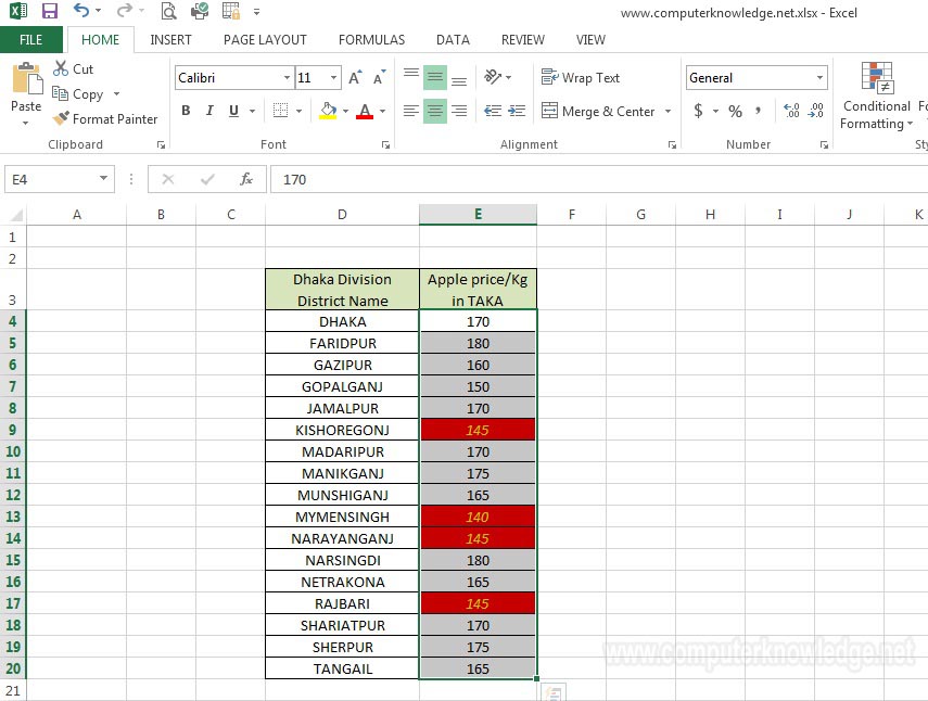 conditional formatting