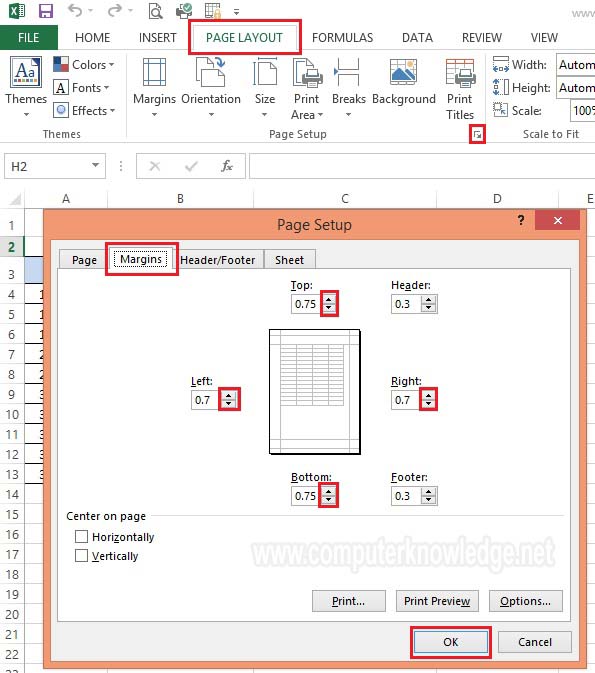 Page setup