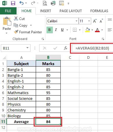 Average in excel