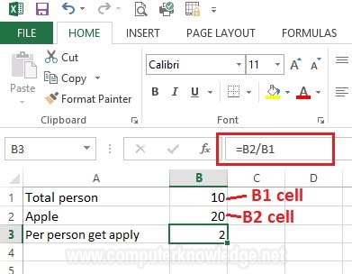 divided in excel